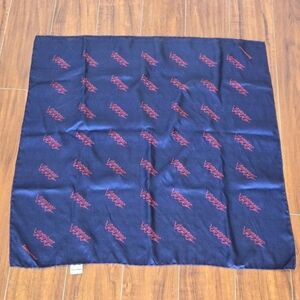 Vintage 1960s/1970s Jacqmar 100% Silk Navy Blue Scarf with Red Tug-of-War Design